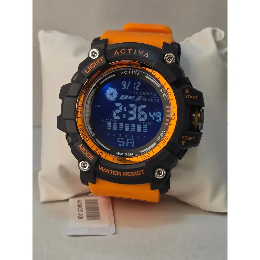 Activa X Invicta ACW8020-005 Mens Digital Sport Watch 56mm Orange Black New